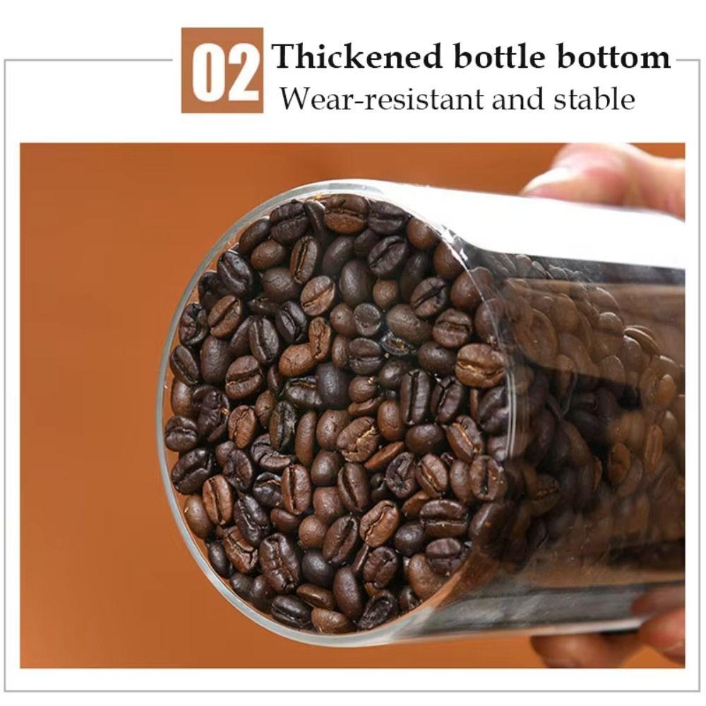 Wood Handle Glass Storage Jar Wood Lid Airtight Container Vacuum Sealed Jar  Coffee Bean Storage