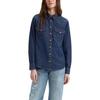 Levis Solid Color Single-Breasted Point Collar Long Sleeve Shirt Women Shirts Dark-Blue 86832-0017