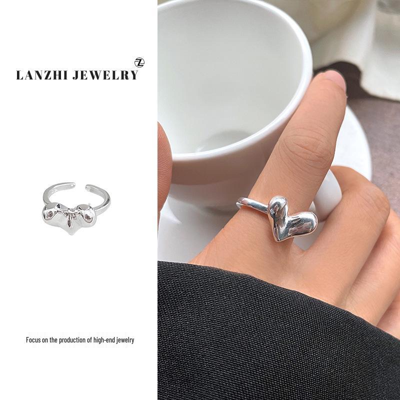 

Женское кольцо Lan Zhi из серебра 925 пробы в виде объемного сердца - Модное, не тускнеющее, регулируемое. Adjustable Open