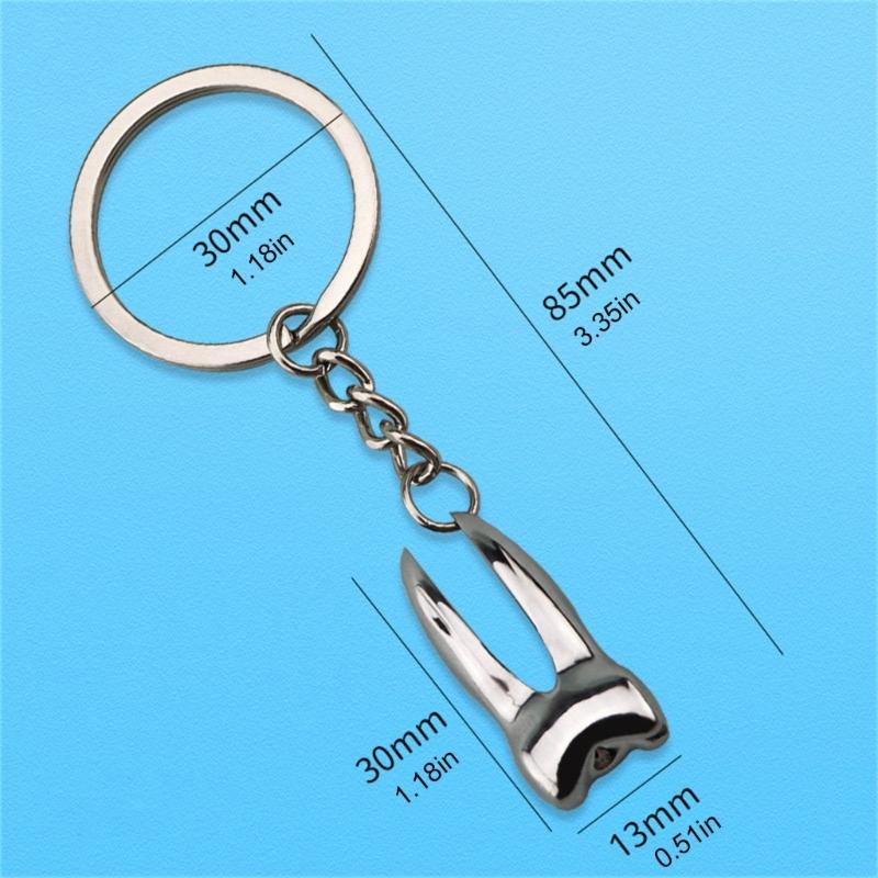 Sturdy Zinc Alloy Materials Tooth Shaped Keychain Charm Pendant Portable for Dental Professionals and Clinic Giveaways