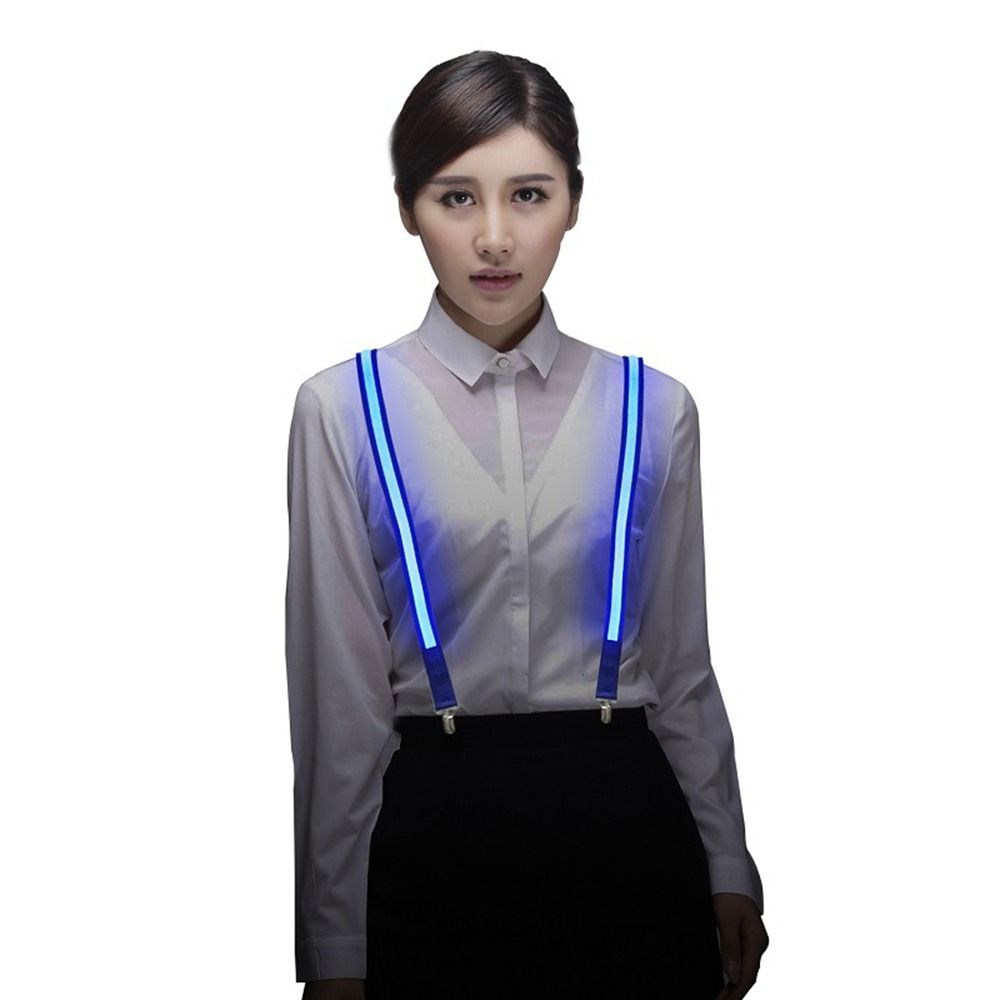 Music Festival Costume Tie Suspenders Set Hanging Pants Clip LED Suspenders Clips Luminous Bow Tie