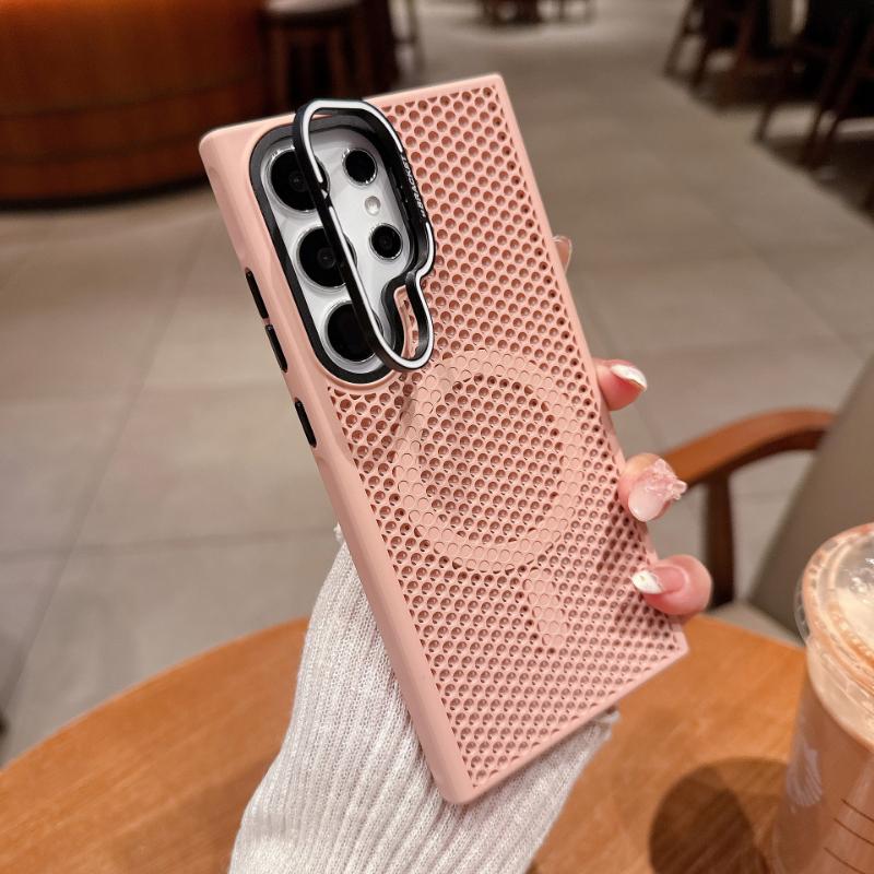 Heat Dissipation Mesh Cooling For Magsafe Magnetic Case For Samsung Galaxy S26 Ultra S25 S24 S23 Ultra Plus + Alloy Lens Bracket