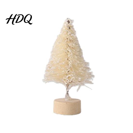 Small Christmas Tree Mini Bottle Brush Tree Artificial Miniature Tiny Sisal with Living Room Decor Wooden Base Winter Snow Frost Tabletop