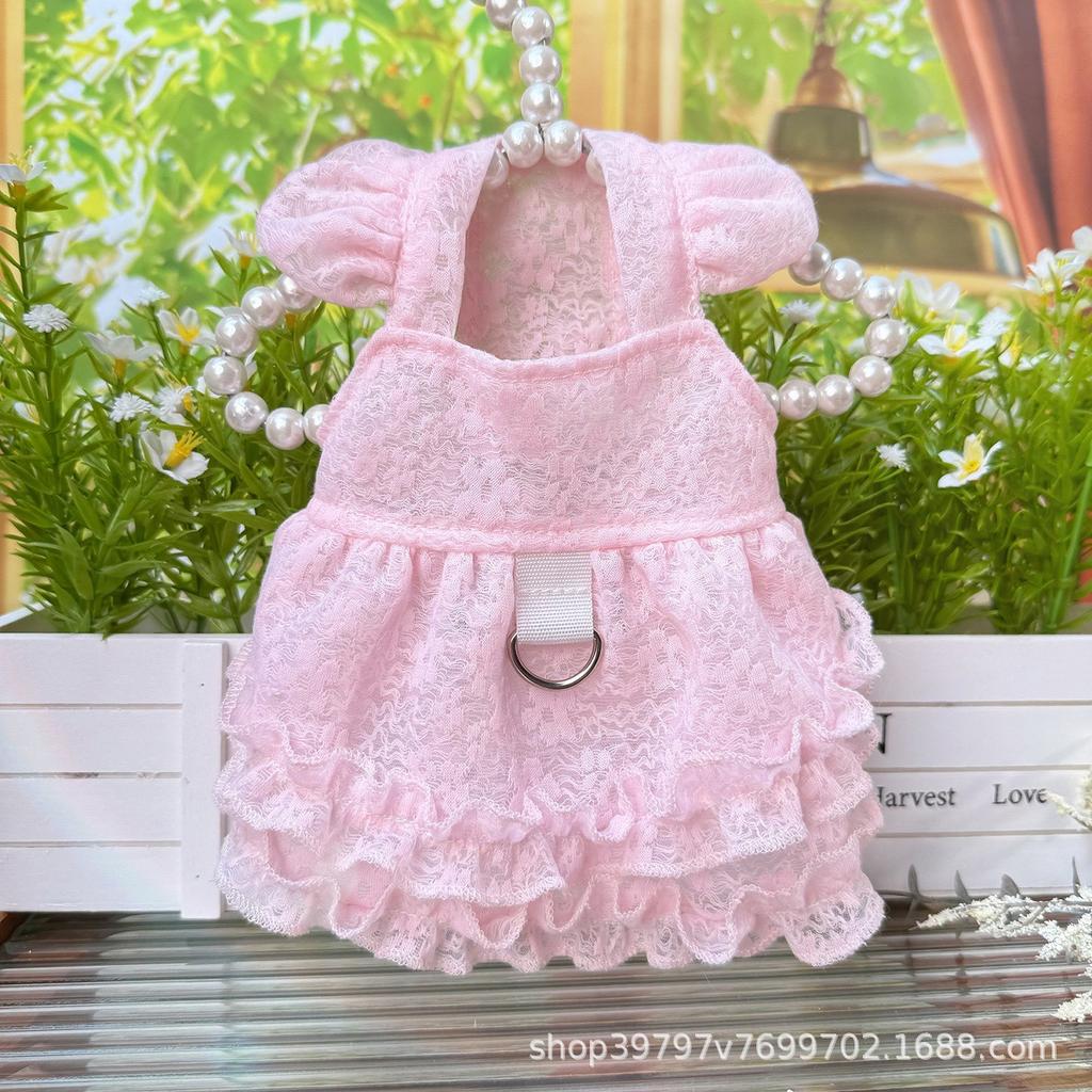 Spring and summer thin mesh flying sleeves princess dress dog cat sunscreen clothes anti-hair loss breathable pet clothing