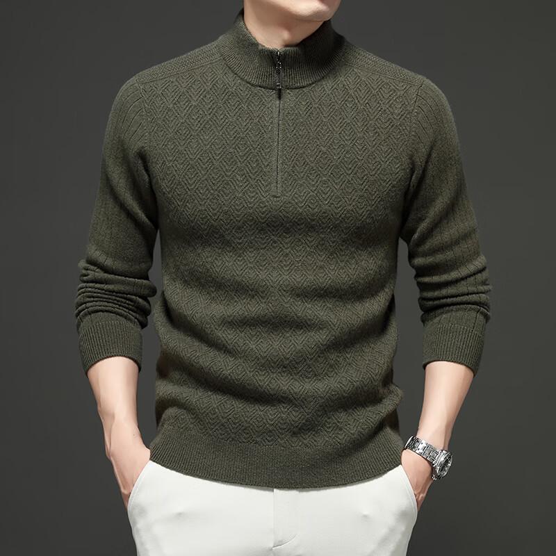 Firstview Men's Double-Ply 98% Wool Thickened Pullover Sweater