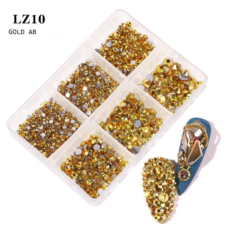 SS6-SS20 6 Compartimente Decorațiuni Unghii Strass-uri, Culoare AB, Aurora, Transparent, Fund Plat, Bijuterii Decorațiuni Unghii Opal, Instrumente DIY Artă Unghii