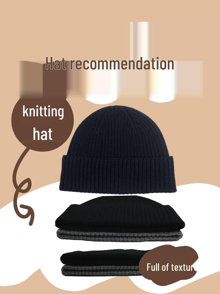 Unisex Seamless Knit Winter Hat: Warm, Large Brim, Ear Protection, Solid Color, Round Crown, Fits Large Heads.