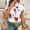 2026 New Printed Collared Women's Shirt Short Sleeve Casual Summer Top