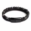 Double 21cm Men Layered Volcanic Stone Beaded Bracelet Alloy Clasp Leather