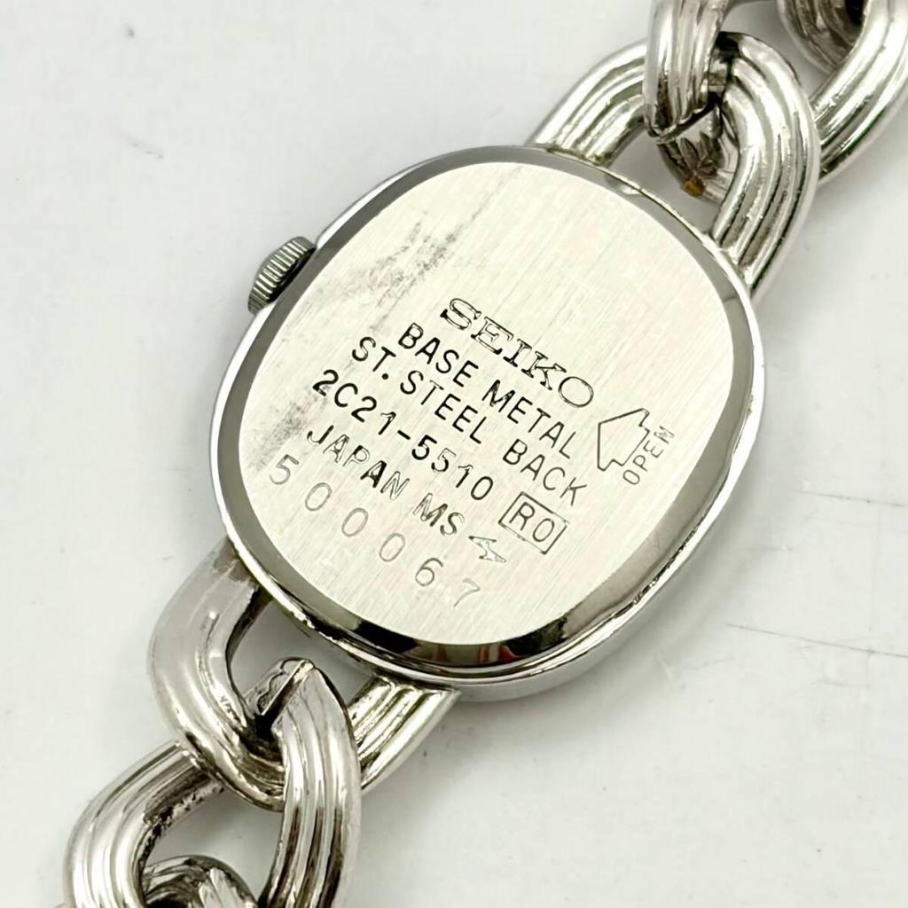 Used [New Battery] SEIKO Seiko Ladies Watch Silver Kihei Chain Bracelet Square 2C21-5510 500067