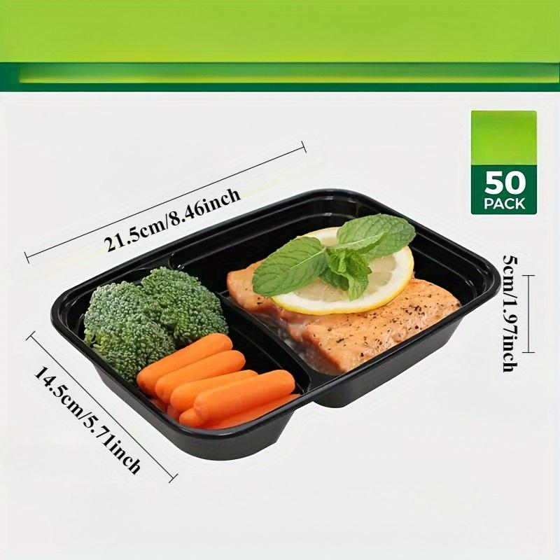 

50 piece set, reusable pre packaged lunch box with partition lid, suitable for lunch, microwave heating, refrigerator storage, dishwasher Pack of 50 чёрный