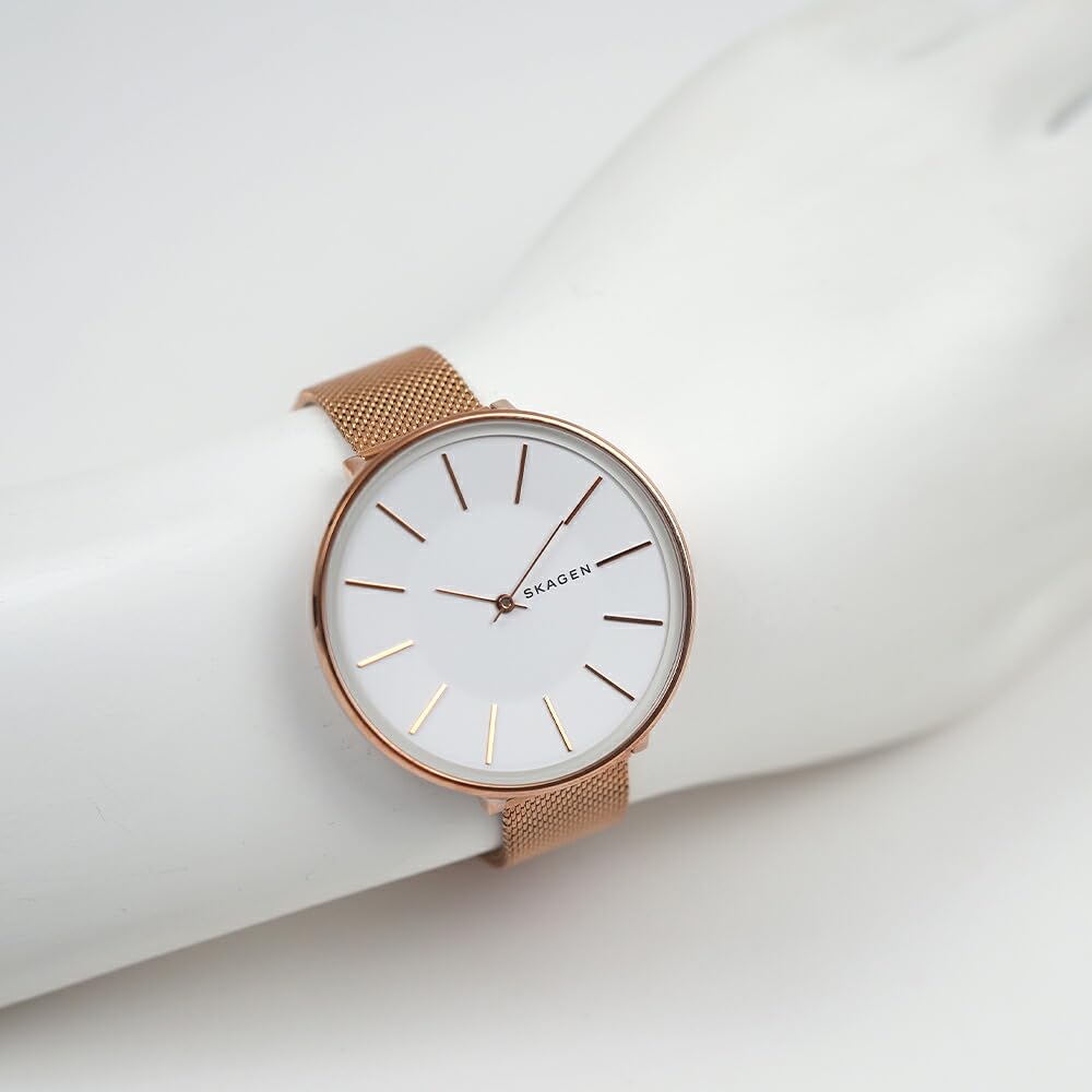 Skagen Watch Karolina SKW2688 White Dial Rose Gold Mesh 38mm Women's