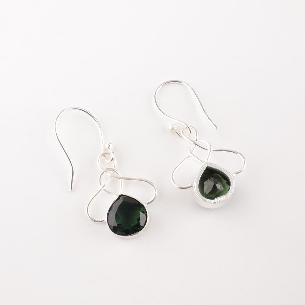 Green Tourmaline Gemstone 925 Sterling Silver Jewelry Partywear Earrings 1.50" EE-2-40