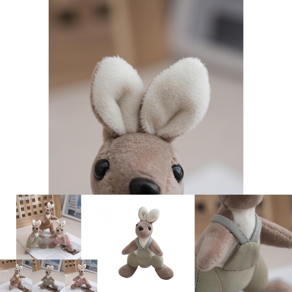 Soft Brown Green And Pink Plush Kangaroo Keychain With Premium Pp Cotton Filling