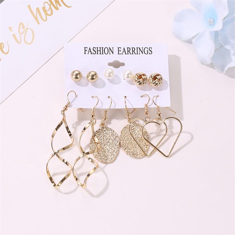 Leopard Print Leaf Tassel Earrings Set: Simple Card Packaging, Stud & Hollow Geometric Design for Women