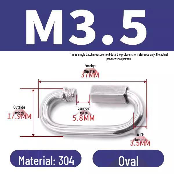 304 Stainless Steel Quick Link Carabiner Chain Connector for Industrial Machinery