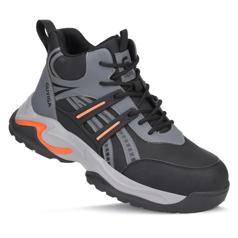 Steel Toe Safety Work Boots Men High-Top Anti-Impact Anti-Puncture Slip Resistant Industrial Shoes