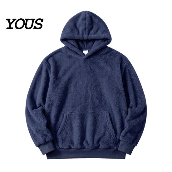 Bequeme Hauskleidung Herren Plüsch Hoodie, Teddy Fleece Pullover Sweatshirt mit Kängurutasche, Lockerer Weicher Samt Kapuzenpullover Passform Flauschig Warm Winter