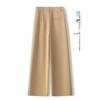 Khaki Women's Wide-Leg Pants – Spring/Autumn 2025: Draped, Nine-Point, Casual Straight-Leg Fit.
