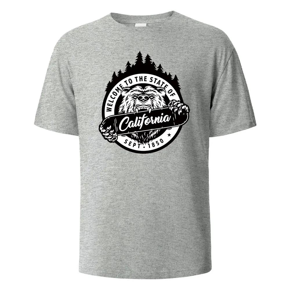 Herren Bedrucktes T-Shirt Kalifornien 100% Baumwolle Oberteile Für Herren Damen Sommer Atmungsaktiv Kurzärmelig Rundhals Basic T-Shirts Herren Kleidung