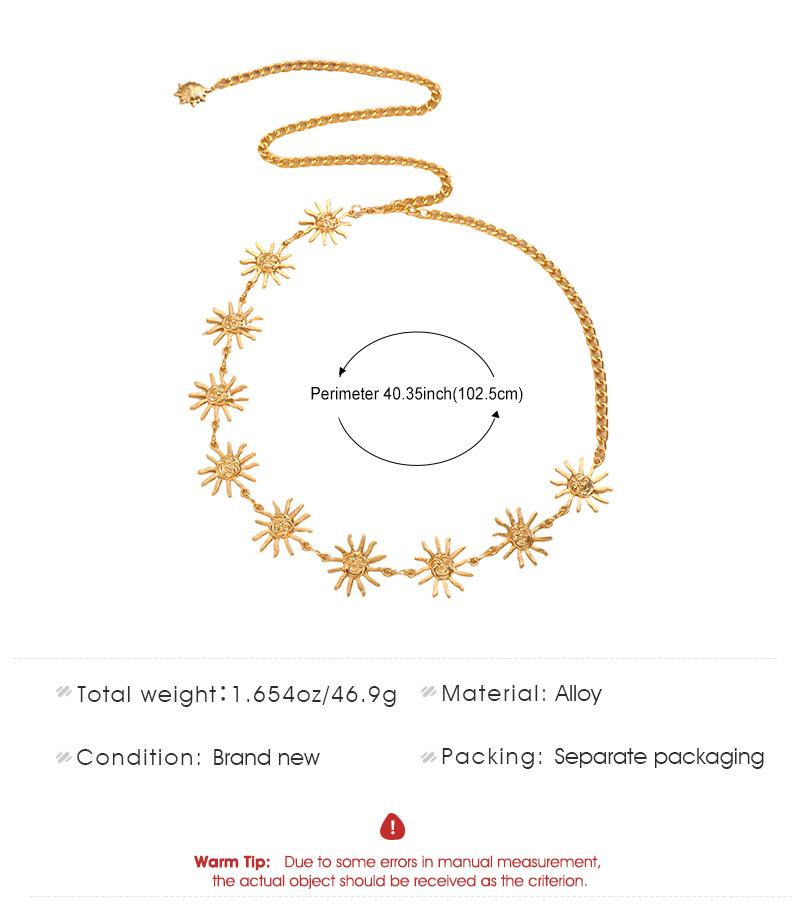 Bohemian Retro Metal Smiley Face Waist Chain Sunflower Summer Fashionable Dress Waist Versatile Body Chain Sexy Accessories