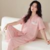 Pajamas women's high-end 1011 new summer women's fashion short-sleeved trousers cotton can be worn outside loungewear