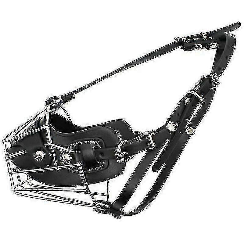 Durable Leather and Metal Dog Muzzle for Training and Safety