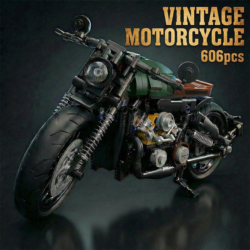 1:8 Retro Cruiser Motorcycle MOC Building Blocks Set Classic Motorbike MOC Model Technical Vehicles Kit Collectible Gifts Adult