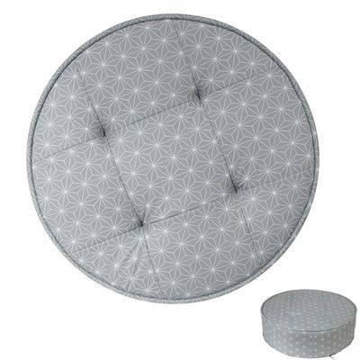 [R2412] - Gray Round 'Boho' Pouf - 50x16 Cm