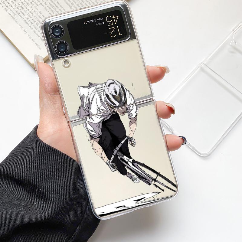 Phone Case For Samsung Galaxy Z Flip 3 4 5 Hard Folding Clear PC Bumper Mountain Bike Cycling Art For Samsung Z Flip 6 Cover