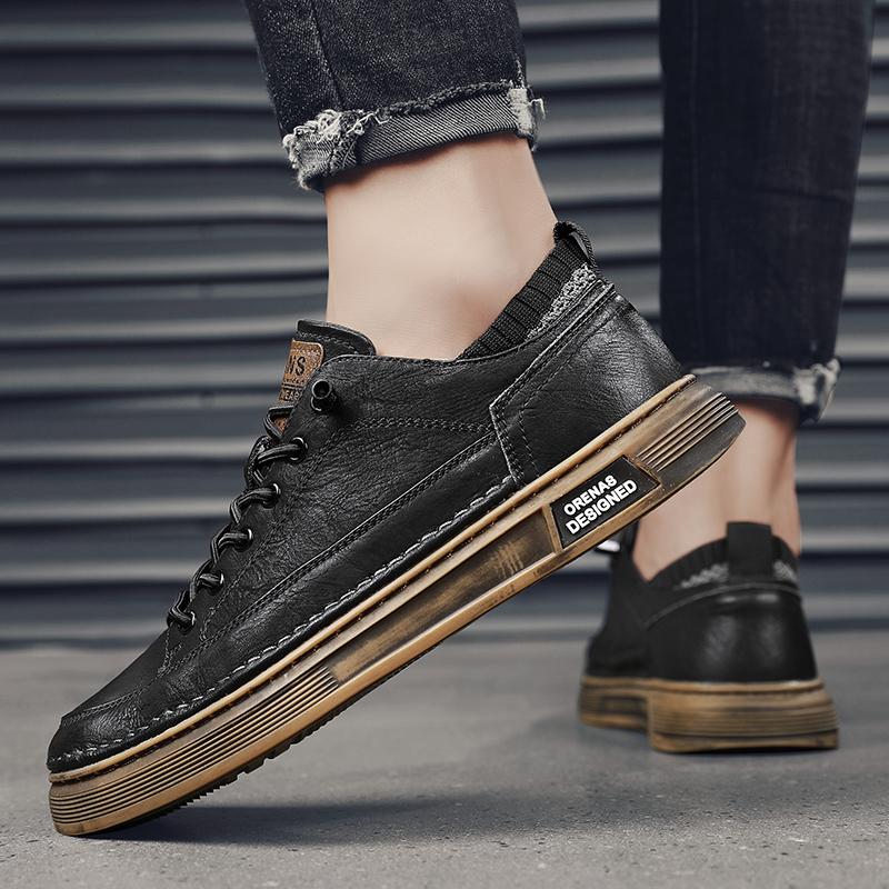 Summer breathable shoes British casual leather shoes business dress soft baseplate shoes trendy shoes