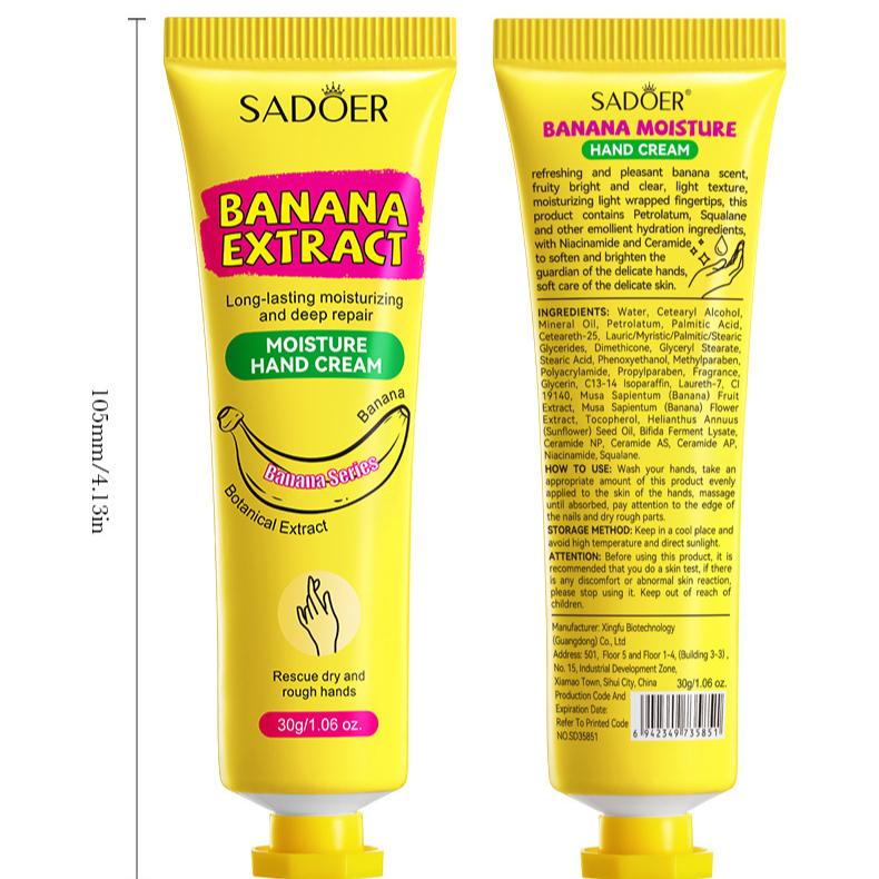 Banana Water Hand Cream 30g SADOER Moisturizing Anti-Dry and Cracking Autumn and Winter Hand Cream