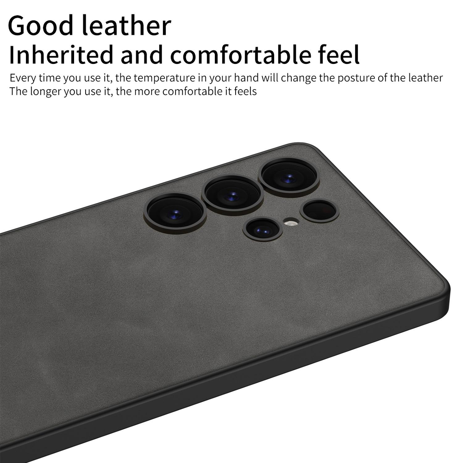 

For Samsung Galaxy S25 Ultra Case Skin-Touch Matte PU+TPU+PC Anti-Drop Phone Cover Black
