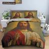 3D Jesus Duvet Cover Set Christian Sacred Jesus Polyester Bedding Set Cross Comforter Cover Suitable For Christian Jesus King