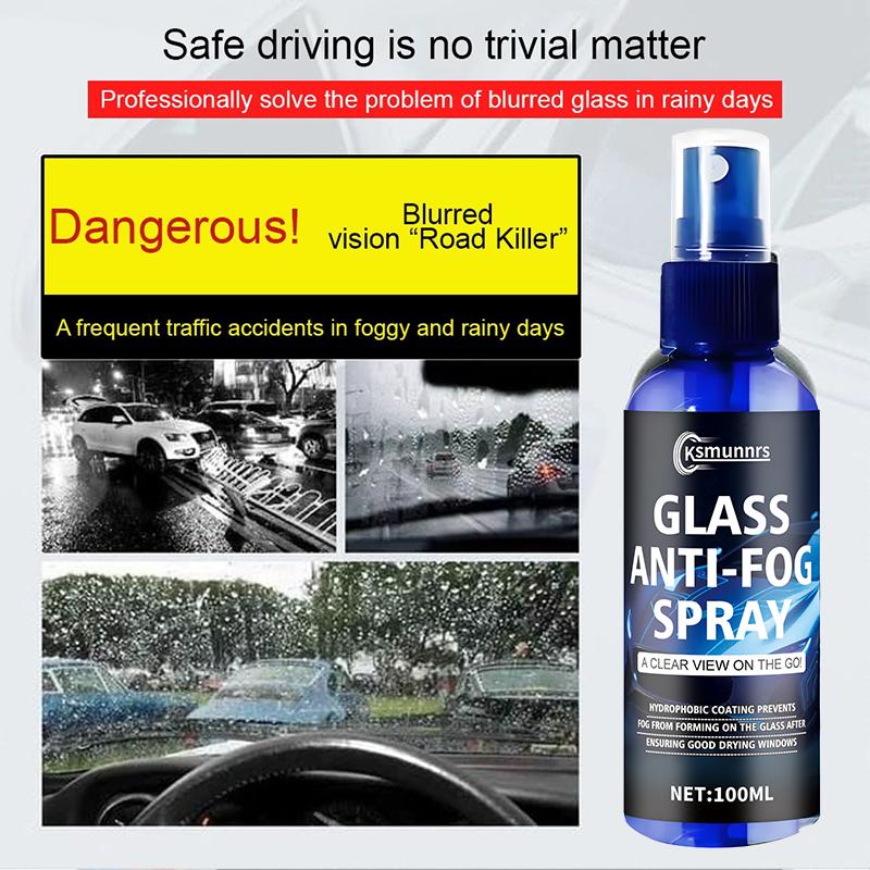 Long-lasting anti-fog spray, suitable for car glass and helmets, windshield and car window defogging agent, improve the clarity