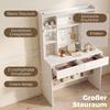Makeup Vanity Table with Mirror Cabinet, LED Lighting, 2 Drawers, White