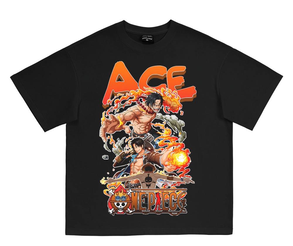 ONE PIECE Short Sleeve Luffy T-Shirt Heavy American Neckline Crew Neck Anime Men and Women