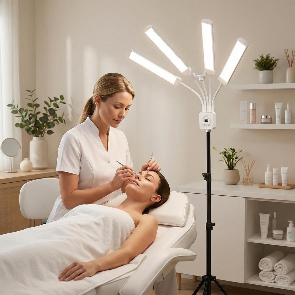 Luce LED Flessibile a 4 Bracci 3200K 5600K Rotazione a 360 gradi Luce di Riempimento Dimmerabile per Fotografia Live Streaming