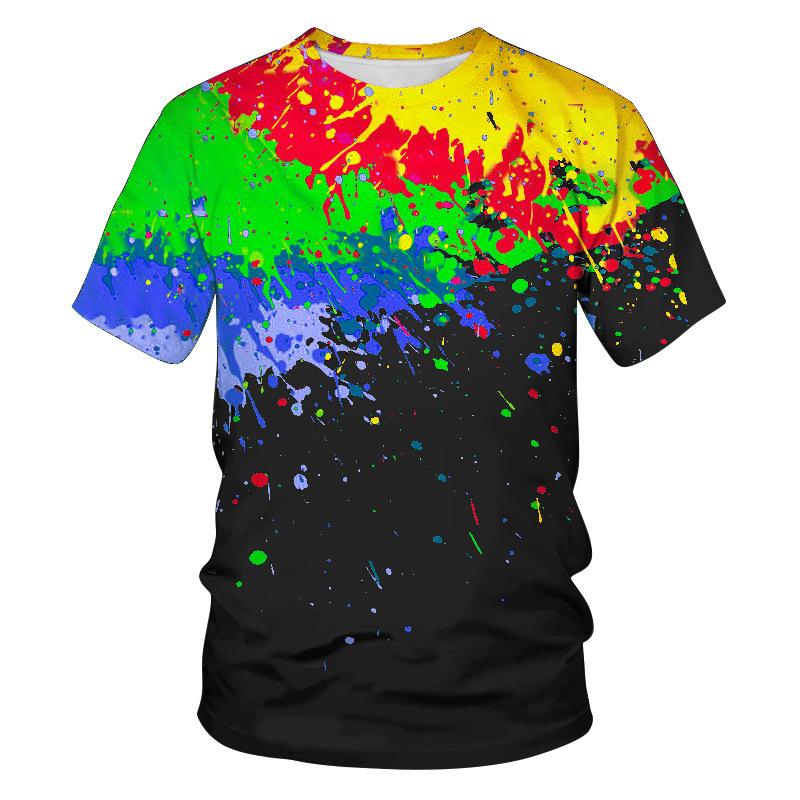[Gesundheitstuch Sommer grenzüberschreitend heißer Verkauf Außenhandel 3D-Digitaldruck Tintenspritzer kurzärmeliges T-Shirt Fabrikquelle]