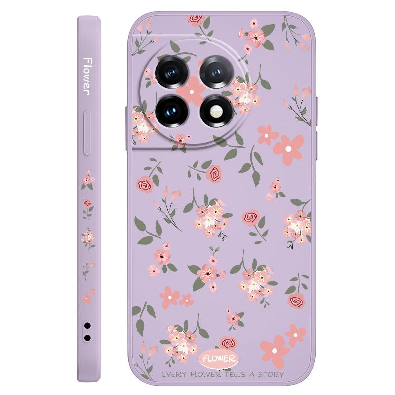 Floral Scent Phone Case For Oneplus 12 12R 11 11R 10 10R 10T 9R 9RT 9 8T 8 7 7T Pro 5G Liquid Silicone Cover