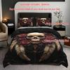 3pcs Gothic Skull Roses Bedding Duvet Cover Set Dark Skull Roses Bedding Quilt Set Gothic Themed Bed Set Spooky Skull and Roses