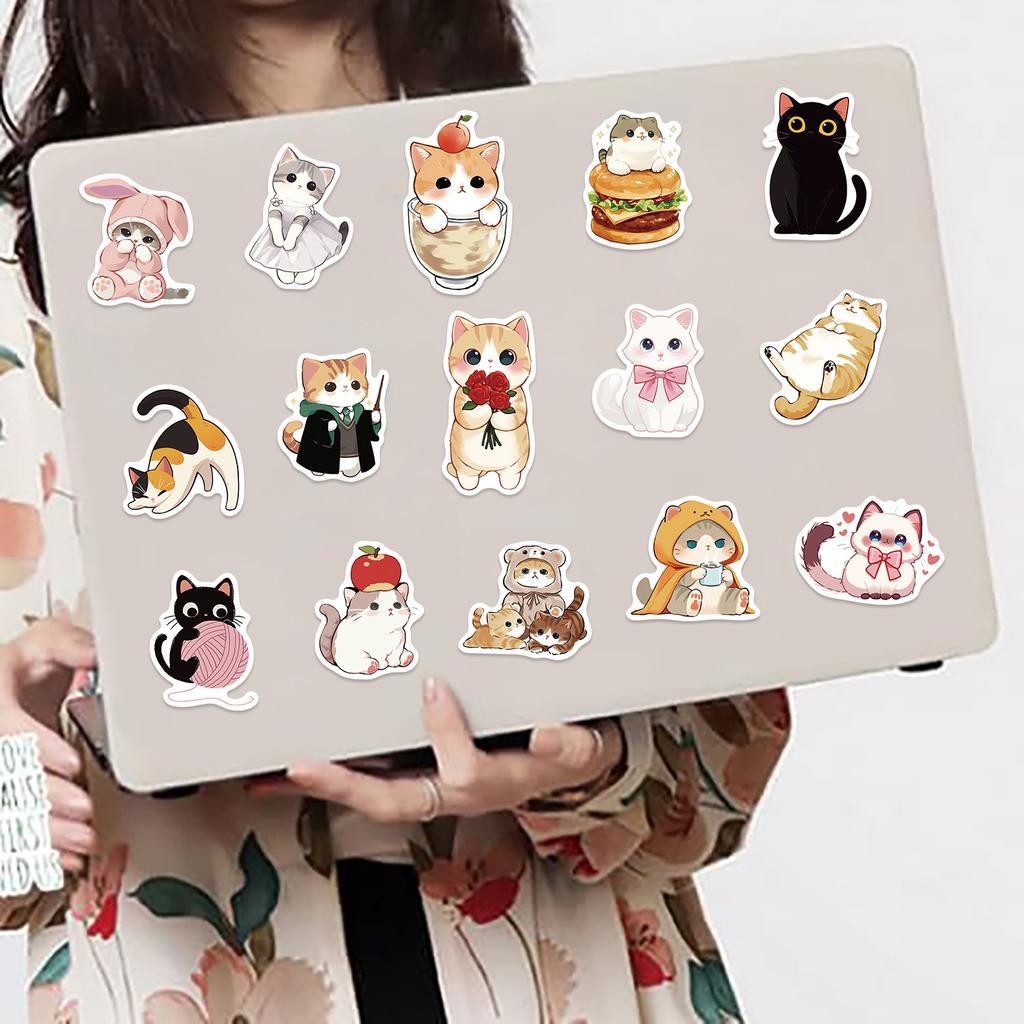 50 Cartoon Cute Cat Doodle Stickers Decorative Ipad Suitcase Notebook Diy Waterproof