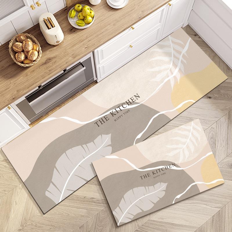 Kitchen Carpet PVC Leather Anti-slip Floor Mat Waterproof Oil-proof Foot Mats Long Strip Home Decoration Rug Alfombra De Cocina