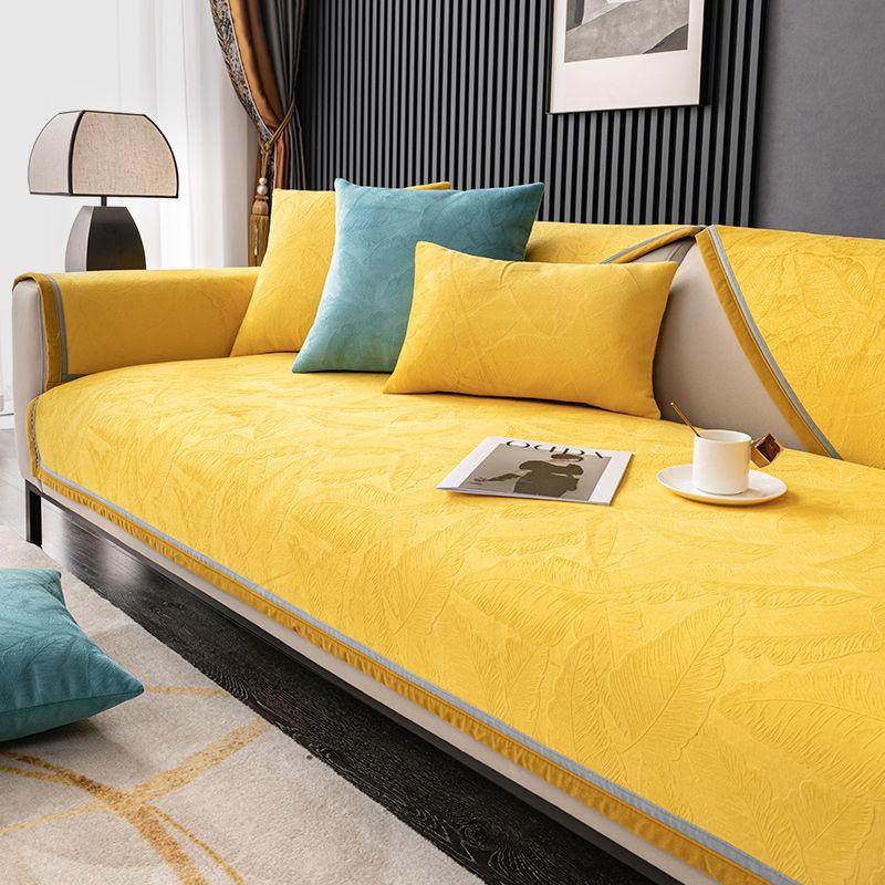 Leaf Jacquard Non-slip Sofa Cover Light Luxury Style Four Seasons Universal Living Room Sofa Decorative Cover Velvet Simple Cush