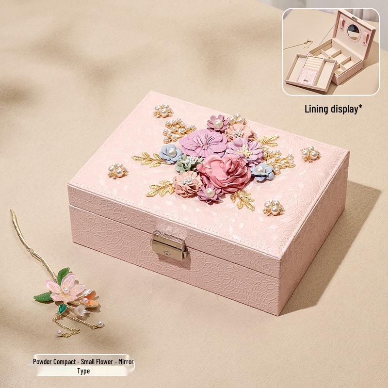 Exquisite High-End Floral Jewelry Box - Luxurious Ornament Storage for Birthday Gifts