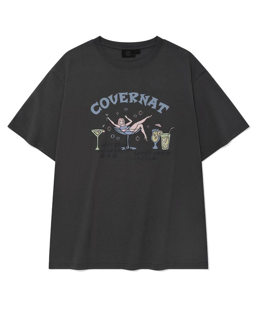 COVERNAT WOMAN Semi-Overfit Cocktail T-Shirt Charcoal