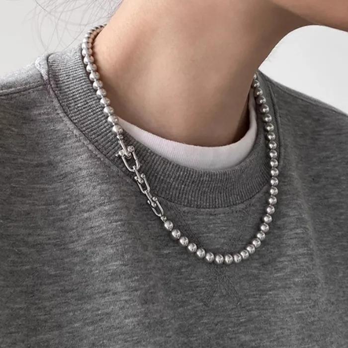 JJ01 Gray Pearl Choker Necklace