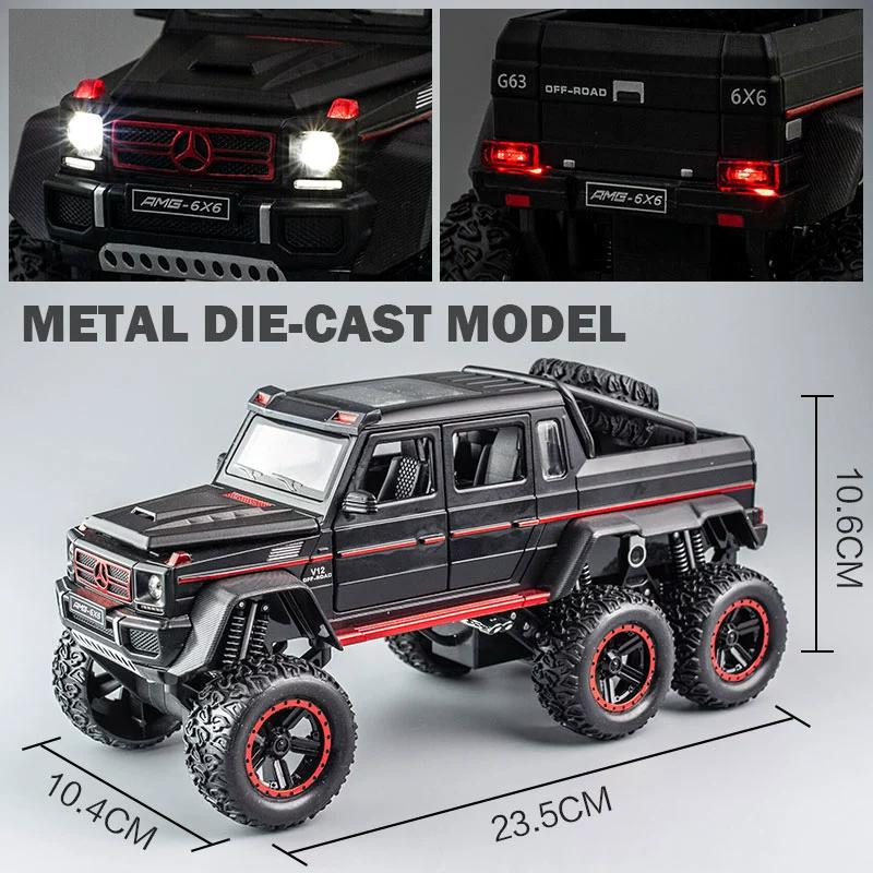 1/22 Boxed Large Benz G63 6X6 Car Model, Metal Die-cast Off-road Vehicle Collection Ornaments Sound and Light Children's Toy Car Gift