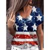 American Flag 3d Print T-shirt Women Fashion V-Neck T-shirts Short Sleeve Tops Tees Loose Casual Tees