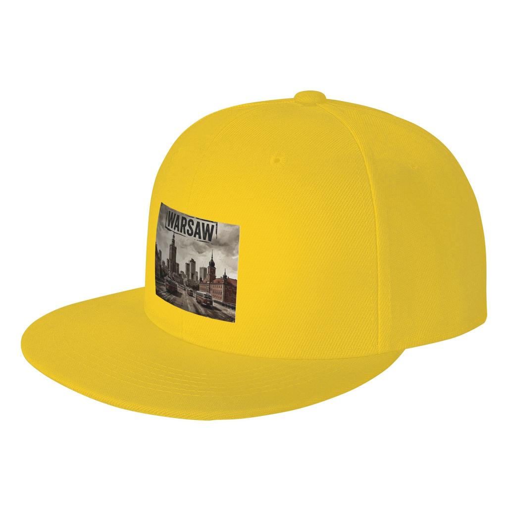 Fashion Warsaw Poland City Landmarks Vintage Travel Art Flat Brim Sun Hat Lazy Style Cap Unisex